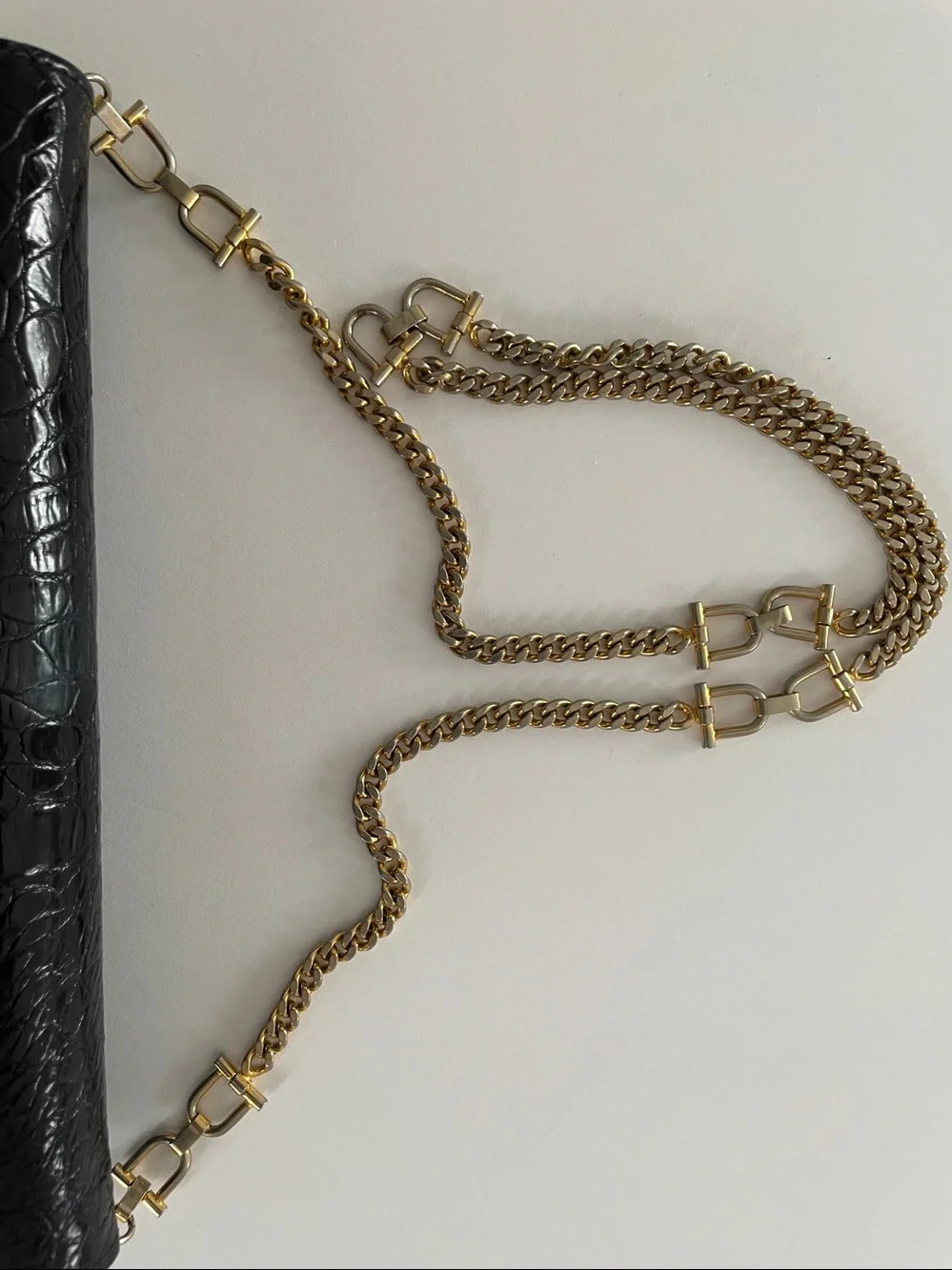 VTG: RIGHINI ROMA Piazza Di Spagna Genuine Leather Croc Chain  Bag/Clutch